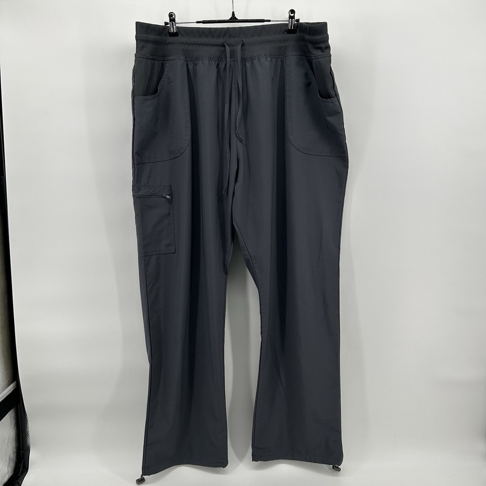 ScrubAid Womens 2XL Gray 4 Way Stretch Tapered Cargo Scrub Pants Healthcare